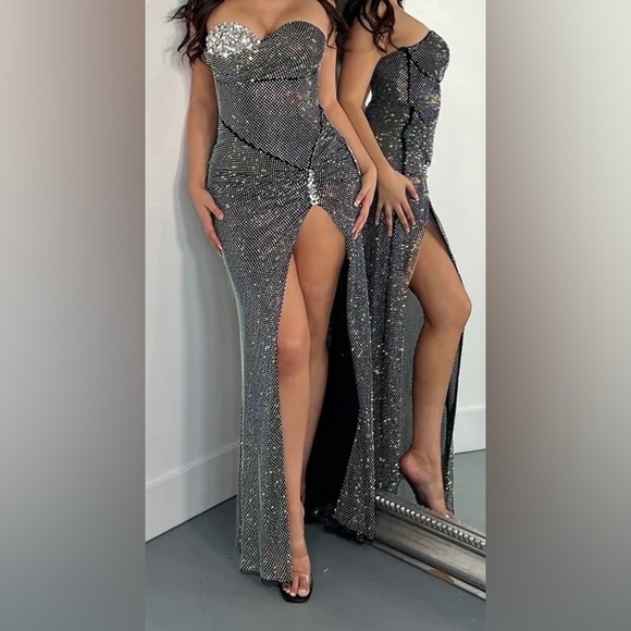 Absolutely beautiful rhinestone high slit gown